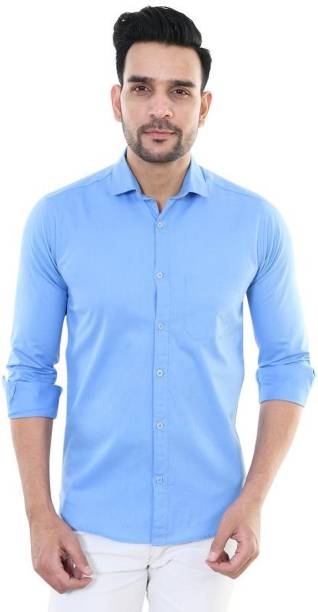 Men Regular Fit Solid Button Down Collar Casual Shirt Price in India