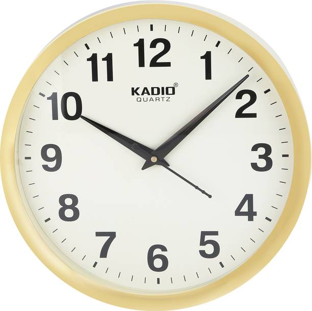 Kadio Analog 28 cm X 28 cm Wall Clock (Beige, With Glass, Standar