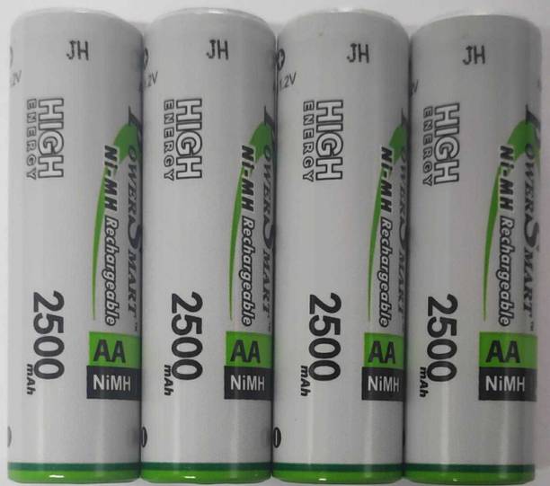 Power Smart PS 2500 mAH x 4 Ready To Use AA Rechargable NiMH Batteries Used For Toys Flash Etc Camera  Charger (White)  Battery