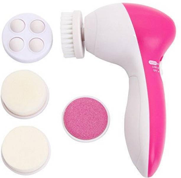 Charvi Collections Beauty Care Brush Deep Clean 5-In-1 Portable Electric Facial Cleaner Multifunction Massager Relief,facial massager,facial massager machine for face,facial massager machine(Pink)