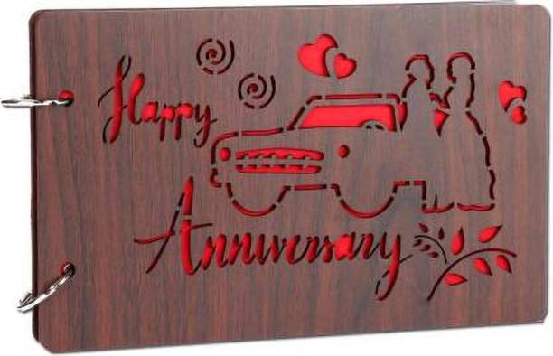 manan store 'Happy anniversary'Wooden Scrapbook Photo Album for Memorable Gift on Boyfriend Girlfriend Husband Wife Anniversary, Monthsary for Couples Album
