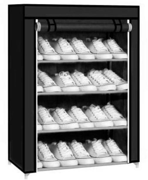 EEMWAY Black1 Plastic Collapsible Shoe Stand