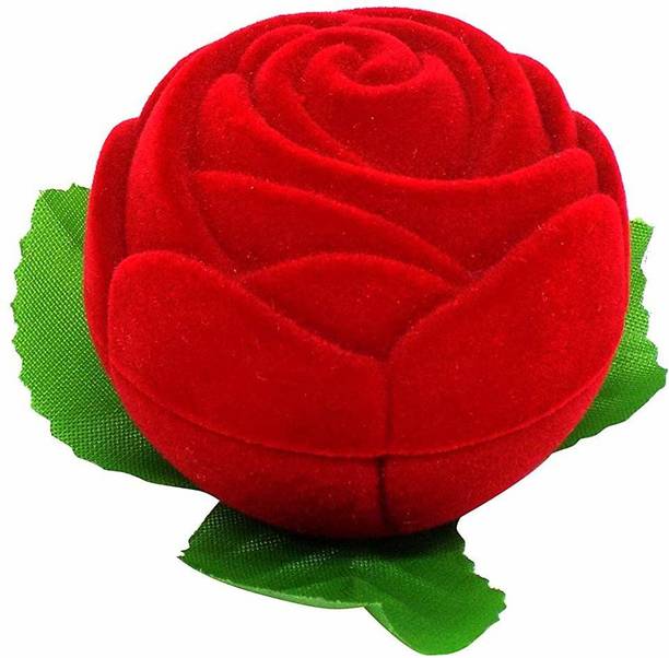 BOXO Velvet Rose Shape Ring Holder, Jewellery Box Ring Holder Jewellery Box Vanity Box