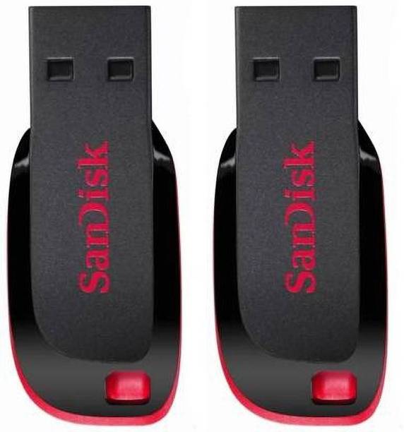 SanDisk Curzer Blade USb Flash Drive 16 GB Pen Drive (Red, Black) PACK OF 2 (16GB) 16 GB Pen Drive Compatible with Desktop Computer, Laptop USB 2.0 Plastic Case