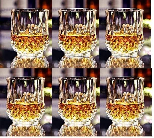 FancyCrystal (Pack of 6) Crystal Diamond,Old Fashioned Whiskey Glasses 10 Oz Rocks Barware for Scotch, Bourbon, Liquor and Cocktail Drinks Tableware Party Beverage Whiskey Glass 310 ml,Transparent Pack of 6 Glass (Glass, 310 ml, Clear, Pack of 6) Glass Set Whisky Glass