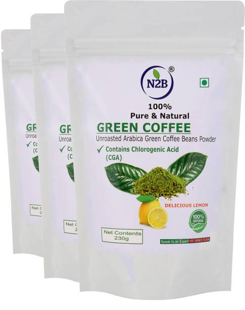 N2B Organic Green Coffee Beans Powder for Weight Loss Management 230g Lemon Pack of 3 Instant Coffee