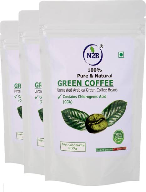 N2B Organic Green Coffee Beans for Weight Loss Management 230g Pack of 3 Instant Coffee