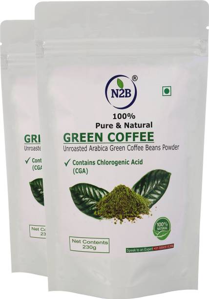 N2B Organic Green Coffee Beans Powder for Weight Loss Management 230g Pack of 2 Instant Coffee