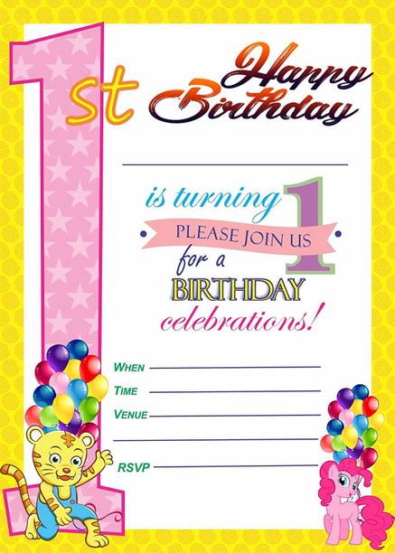 Askprints Birthday Metallic Card Invitations with Envelopes - Kids Birthday Party Invitations for Boys or Girls (25 Count) BIC-1017 Invitation Card