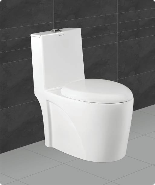 BM BELMONTE Ceramic Floor Mounted One Piece Western Toilet/Water Closet/EWC Numero S Trap 230mm/9 Inch with Slow Motion/Soft Close Seat Cover Western Commode