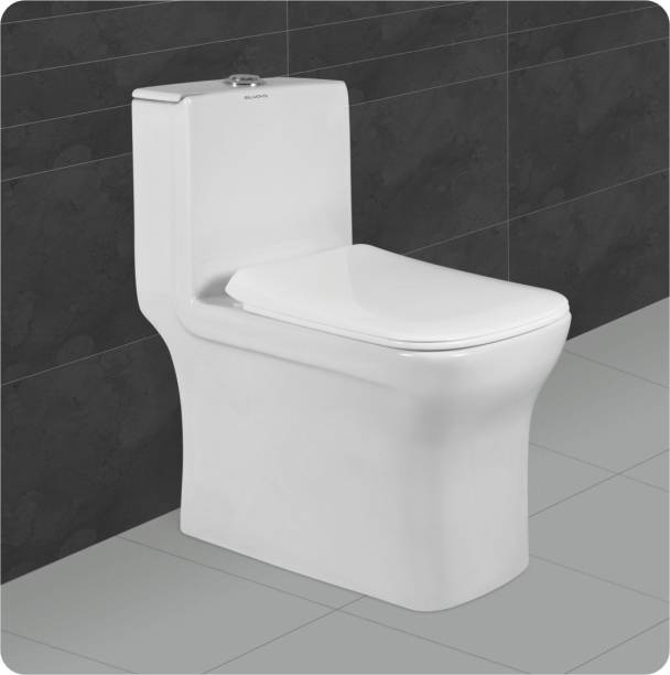 BM BELMONTE Ceramic Floor Mounted One Piece Western Toilet/Water Closet/EWC Battle S Trap 220mm/8.5 Inch with Slow Motion/Soft Close Slim Seat Cover Western Commode