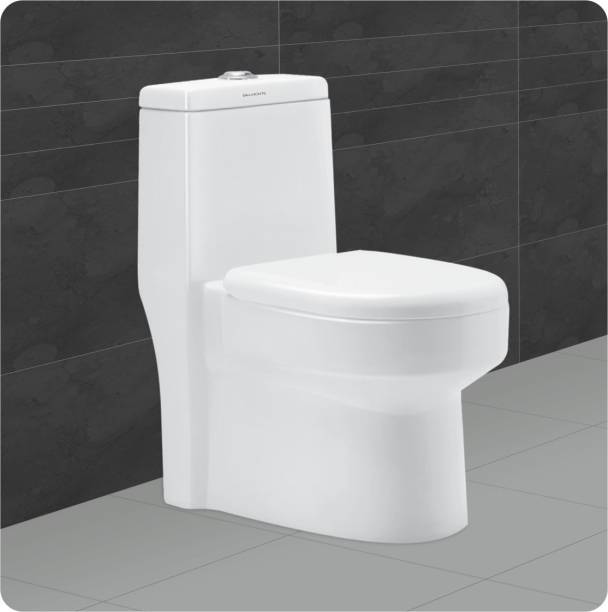 BM BELMONTE Ceramic Floor Mounted One Piece Western Toilet/Water Closet/EWC Dune S Trap 200mm/8 Inch with Slow Motion/Soft Close Slim Seat Cover Western Commode