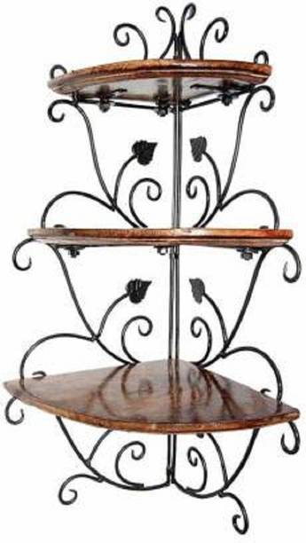 ANB Enterprises Wall shelf Corner Wooden & Wrought & Iron Wooden, Iron Wall Shelf