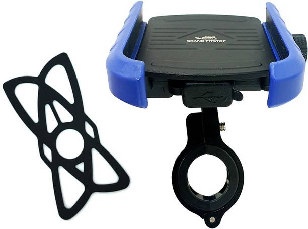GrandPitstop Jaw Grip 360 Degree Mobile Holder with Charger - Adjustable Handlebar & Mirror Mount for Bike & Motorcycle Bike Mobile Holder