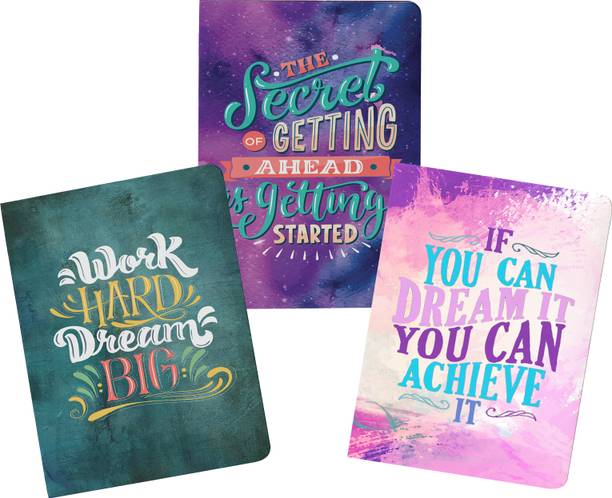 Lauret Blanc Combo Ruled Diaries Journal Notebook- A5, 160 ruled pages each, 80 GSM. Pack of 3 A5 Diary Ruled 160 Pages