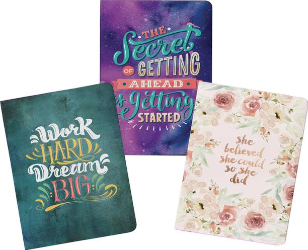 Lauret Blanc Combo Ruled Diaries Journal Notebook- A5, 160 ruled pages each, 80 GSM. Pack of 3 A5 Diary Ruled 160 Pages