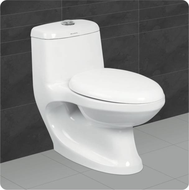 BM BELMONTE Ceramic Floor Mounted One Piece Western Toilet/Water Closet/EWC Cally S Trap 220mm/8.5 Inch with Slow Motion/Soft Close Seat Cover Western Commode