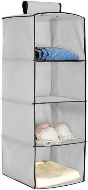 VRT Hanging organizer 4 Shelf Wardrobe Organizer- Grey Closet Organizer