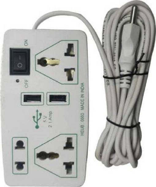 D-DEVOX 2.1 Amp 2 USB + 3 Way Electric Spike with Fuse MDR7-KKG=225DF4 Protection Power Extension Board 3 Socket Surge Protector 3  Socket Extension Boards