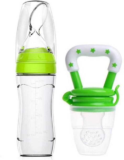 Manan Shopee Baby Silicone Cerelac Food Feeder And Baby Fruit Nibbler -Combo Teether and Feeder