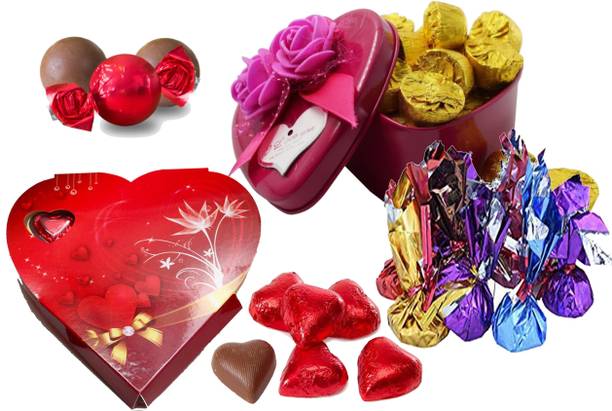 Kinoki Megenta and Red Heart Shape Chocolate Box valentine gift set Truffles Gift Pack