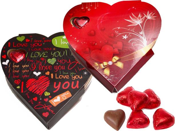 Kinoki Red and Black Heart Shape Chocolate Box valentine gift set Truffles