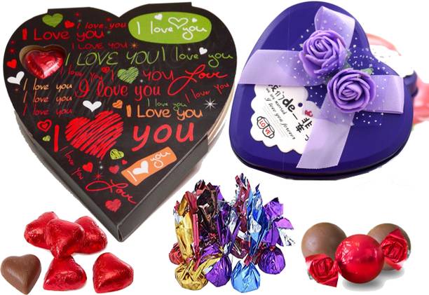 Kinoki Purple and Black Heart Shape Chocolate Box valentine gift set Truffles