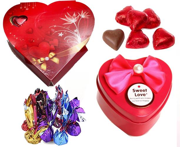 Kinoki Pink and Red Heart Shape Chocolate Box valentine gift set Truffles Gift Pack