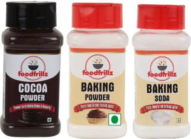 foodfrillz Cocoa Powder, Baking Powder & Baking Soda Combo Pack of 3 Baking Powder