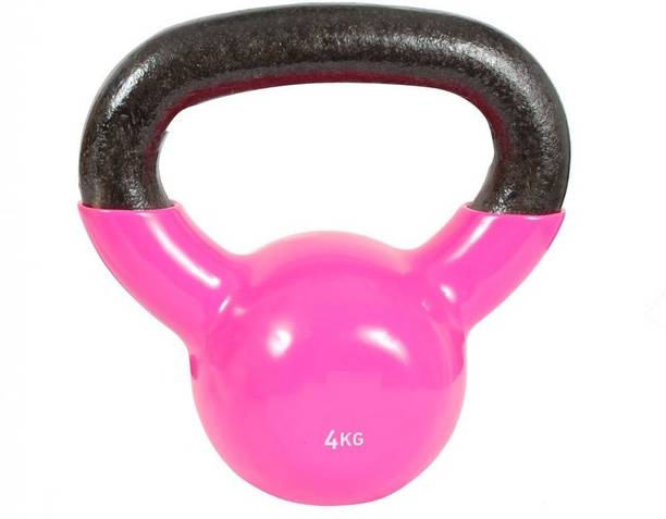 COUGAR Kettlebell , Vinyl Kettlebell 4 Kg, Kettle bells For Fitness Strength Stamina Pink Kettlebell