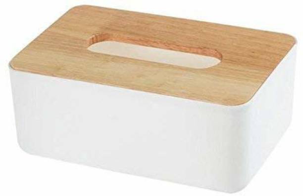 AMEEDARSHAN 1 Compartments Wood + pp Tissue Box Holder Plastic Tissue Paper Holder Box Paper Dispenser