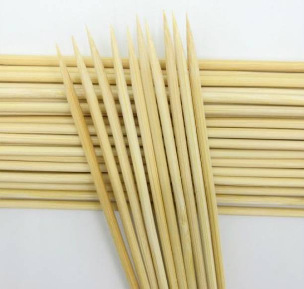 ZEONELYMART 14 inches 5mm Heavy Duty Wooden bamboo Skewers sticks,Potato Twister Stick (100pcs) Disposable Bamboo Fruit Fork Set