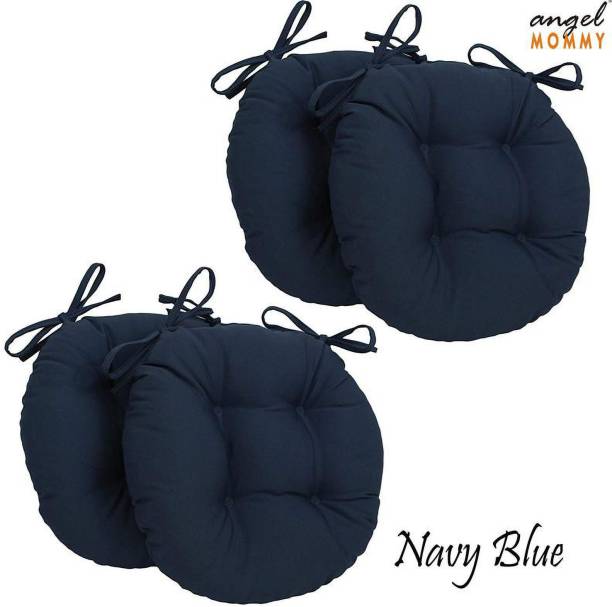 Angel Mommy Antique Round Chair Cushion Microfibre Solid Chair Pad Pack of 4