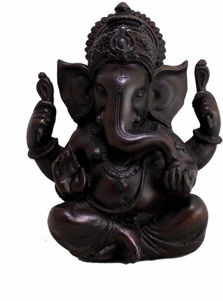 Bansiwal Hand Carved God Ganesha Ganpati Resin Idol Sculpture Statue Murti Decorative Showpiece  -  13.97 cm