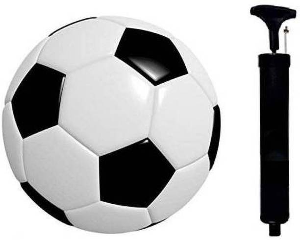 DIBACO SPORTS COMBO BLACK & WHITE SYNTHETIC RUBBER FOOTBALL WITH AIR PUMP Football - Size: 5