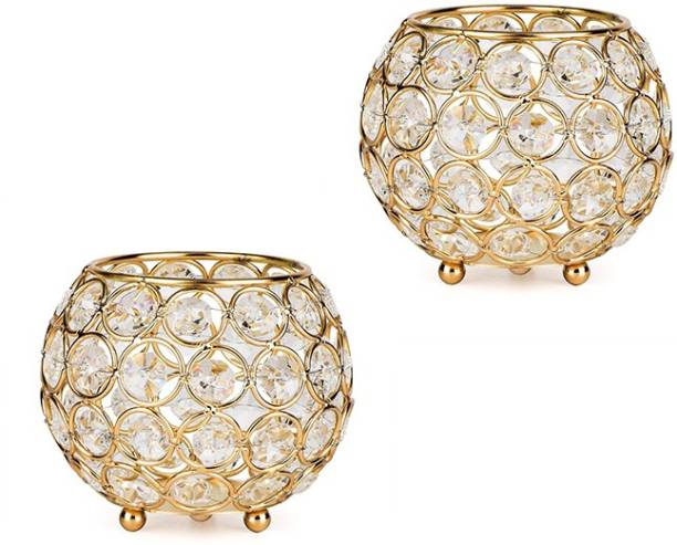 Being Nawab Cystal Esquisite Balls Iron, Crystal 2 - Cup Tealight Holder Set