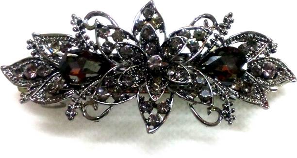 S Mark black metal grand look stones hair clip for women pack of 1 Hair Clip