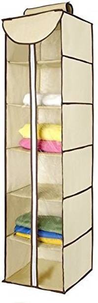 CPEX Wardrobe Organizer for Clothes Non-Woven Fabric Hanging Storage Wardrobe Organizer with PVC Zippered Closure 6 Layers Chain Cloth (Multi Color) Closet Organizer
