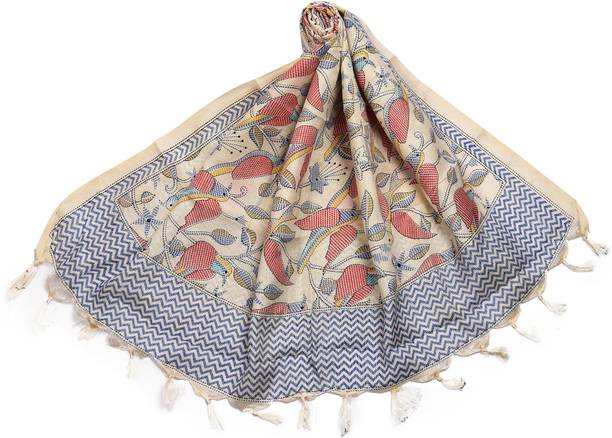 Art Silk Printed White Women Dupatta