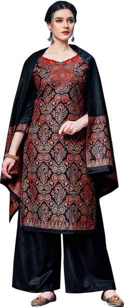 Unstitched Acrylic Blend Kurta & Palazzo Material Printed