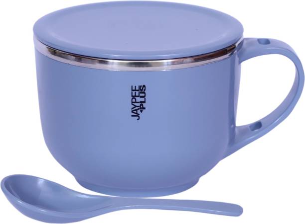 Jaypee Plus Jaypee Plus Stainless Steel Soup Container With Lid & Spoon Holder Souptok Blue Bowl, Spoon, Cup Serving Set