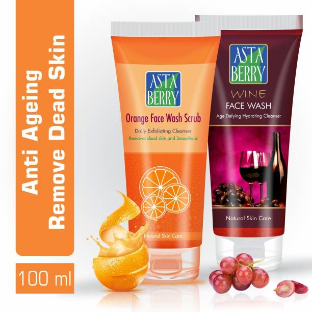 ASTABERRY Anti Ageing  (Orange & Wine)Pack of 2 (200ml) Face Wash