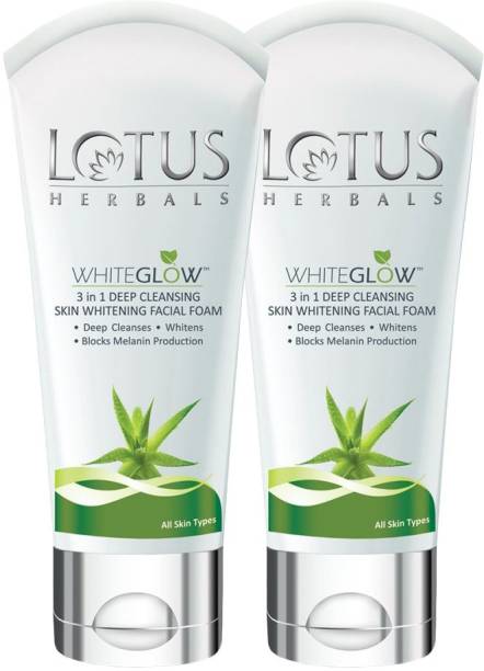 LOTUS Herbals WHITEGLOW 3 in 1 Deep Cleansing Skin Whitening Facial Foam Face Wash