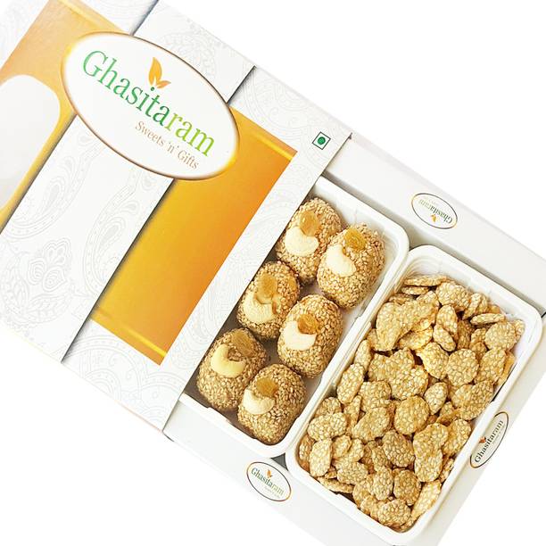 Ghasitaram Gifts Lohri Sweets - Til Laddoo and Gud Revadi Hamper Box