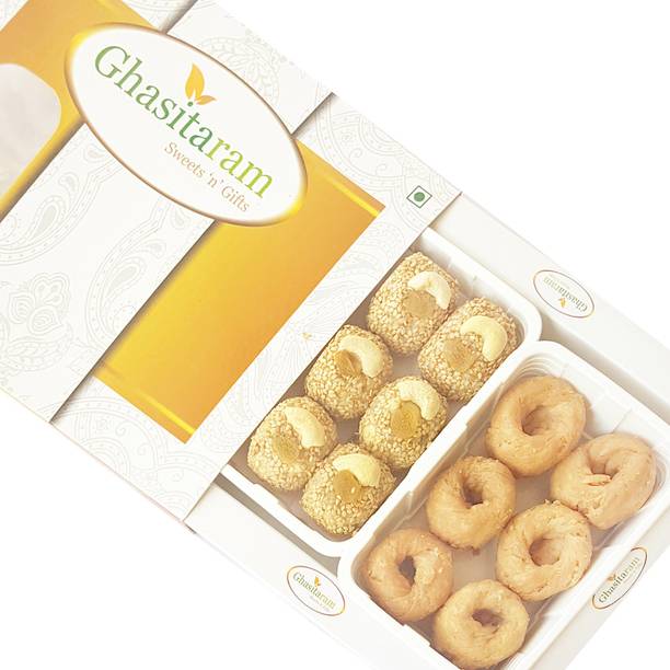 Ghasitaram Gifts Lohri Sweets - Til Laddoo and Khajoor Hamper Box