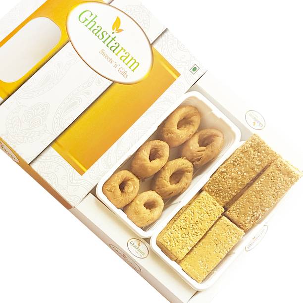 Ghasitaram Gifts Lohri Sweets - Khajoor and Gachak Hamper Box