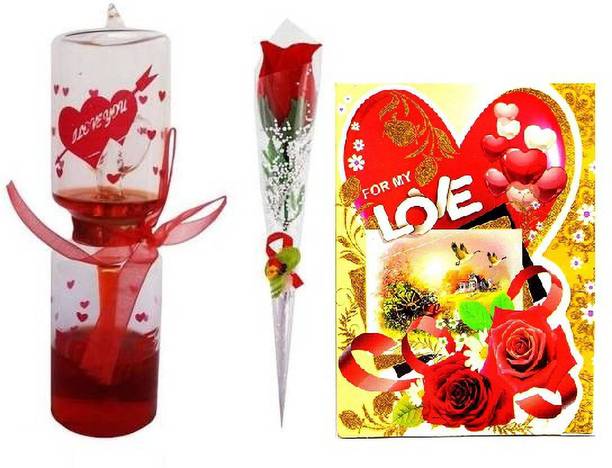 VR Creatives Greeting Card, Artificial Flower, Showpiece Gift Set