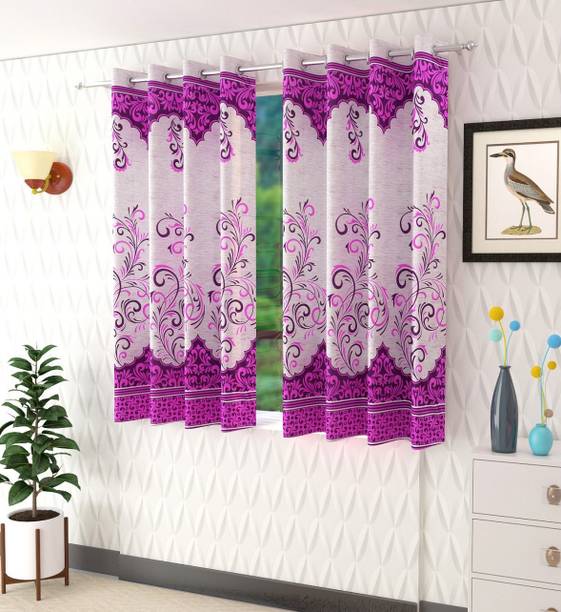 Panipat Textile Hub 152 cm (5 ft) Polyester Semi Transparent Window Curtain (Pack Of 2)