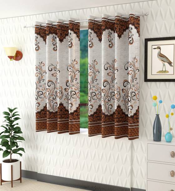 Panipat Textile Hub 152 cm (5 ft) Polyester Semi Transparent Window Curtain (Pack Of 2)