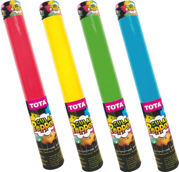 TOTA Gulal Party Popper Colorful Smoke /Fog for Holi, Photo Shoots, Birthday and More – Set of 4(840gm). Colours - Red, Yellow, Green and Blue Holi Color Powder Pack of 4